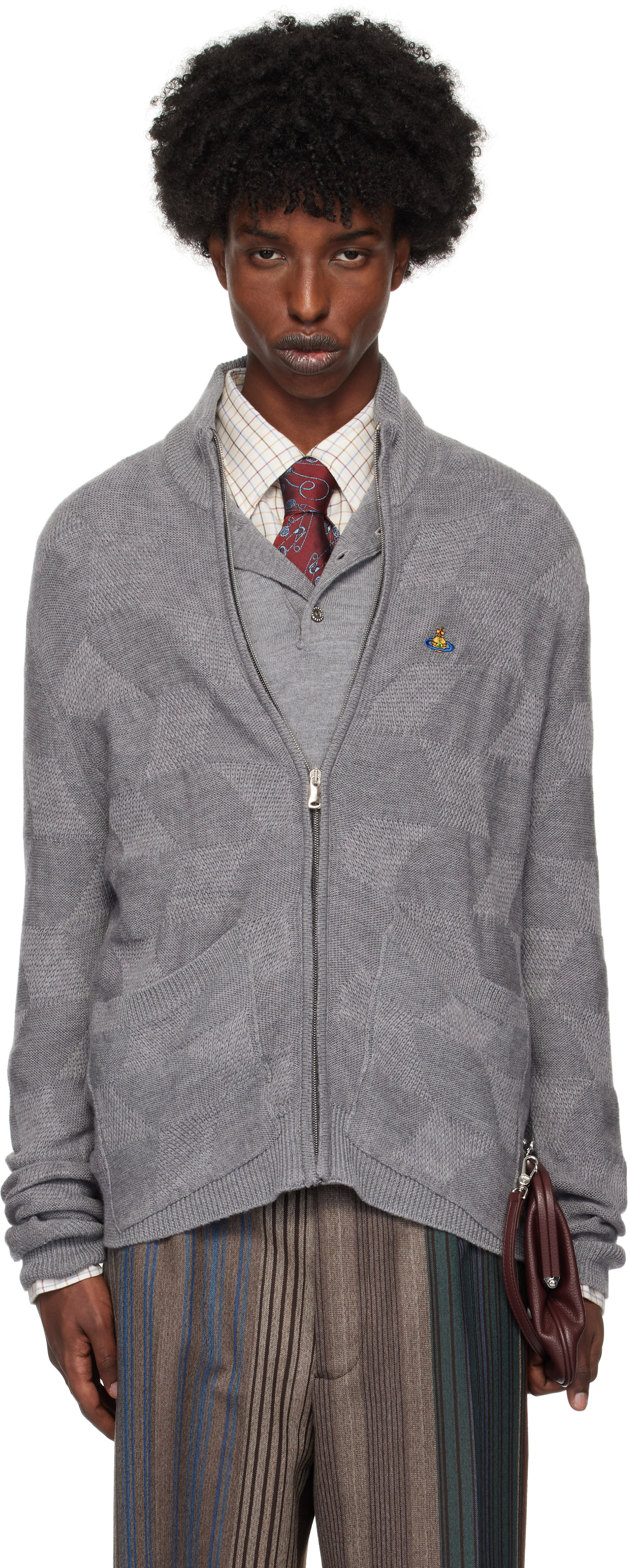 Vivienne Westwood ジップアップセーター Vivienne Westwoodのレッド Fisherman ジップアップセーターが