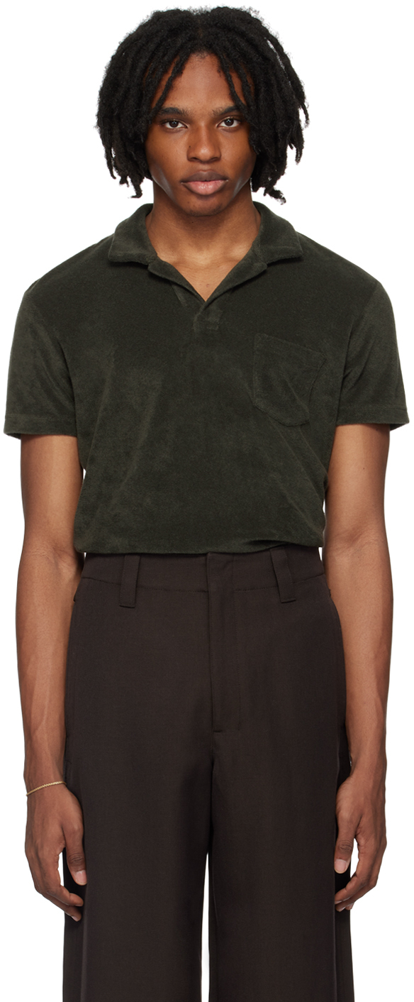 Shop Orlebar Brown Brown Open Placket Polo In Smoked Tea