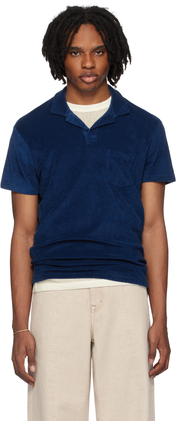 Navy Open Placket Polo by Orlebar Brown on Sale