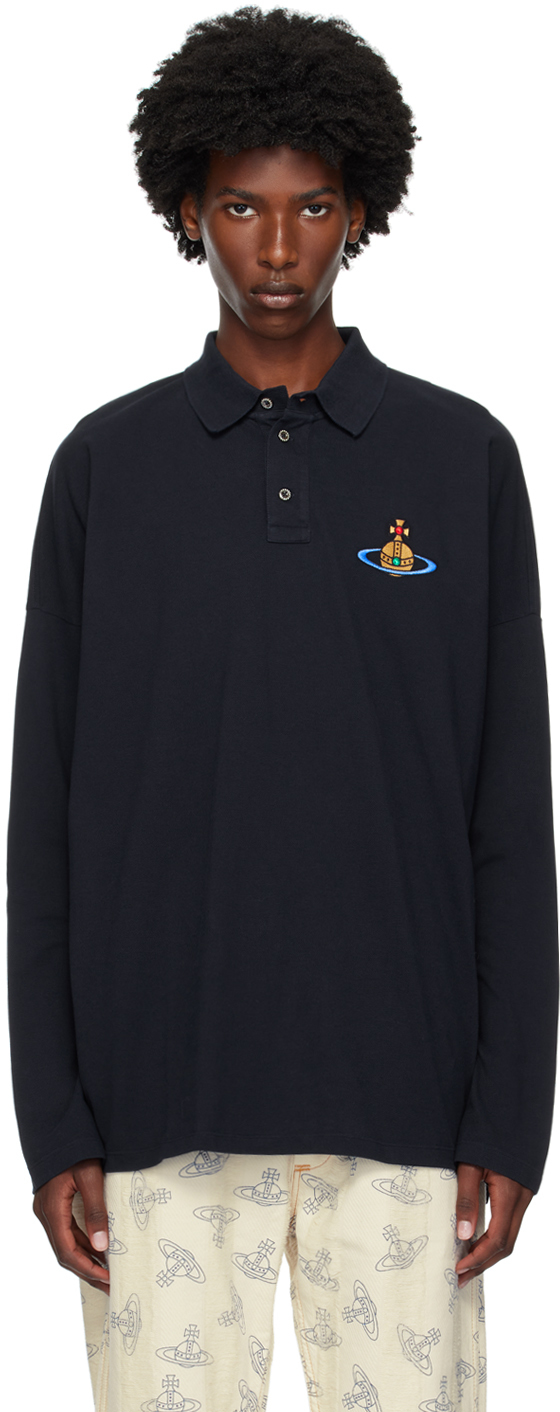 Shop Vivienne Westwood Navy Oversized Polo In Aw24-navy