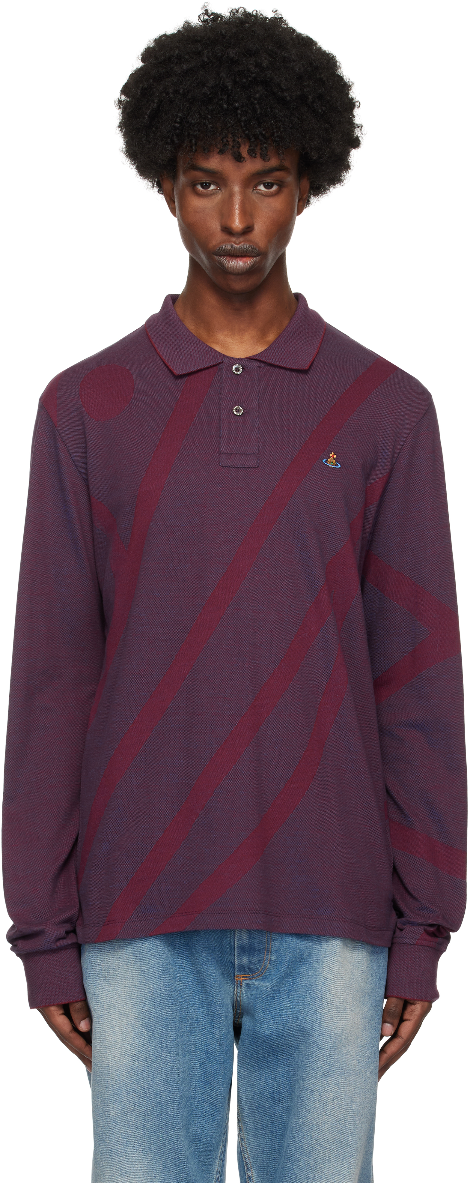 Shop Vivienne Westwood Purple Long Sleeve Polo In Aw24-k207