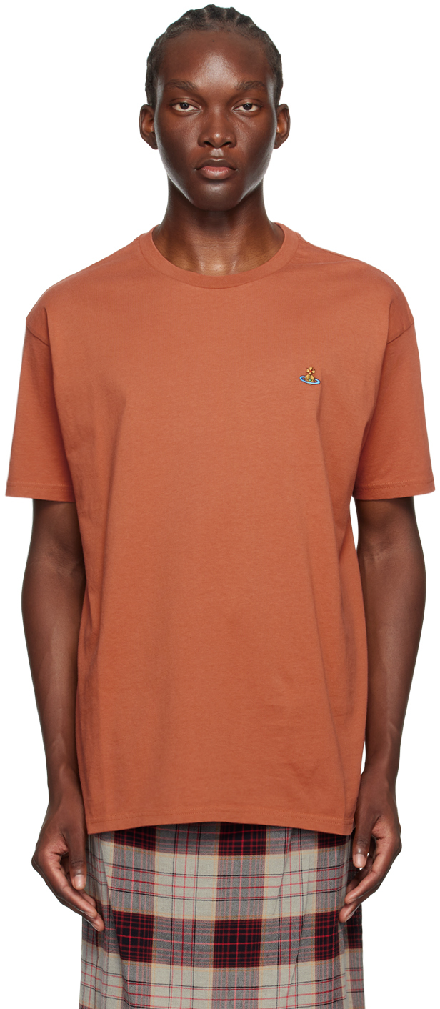 Shop Vivienne Westwood Orange Classic Multicolour Orb T-shirt In Aw24-cognac