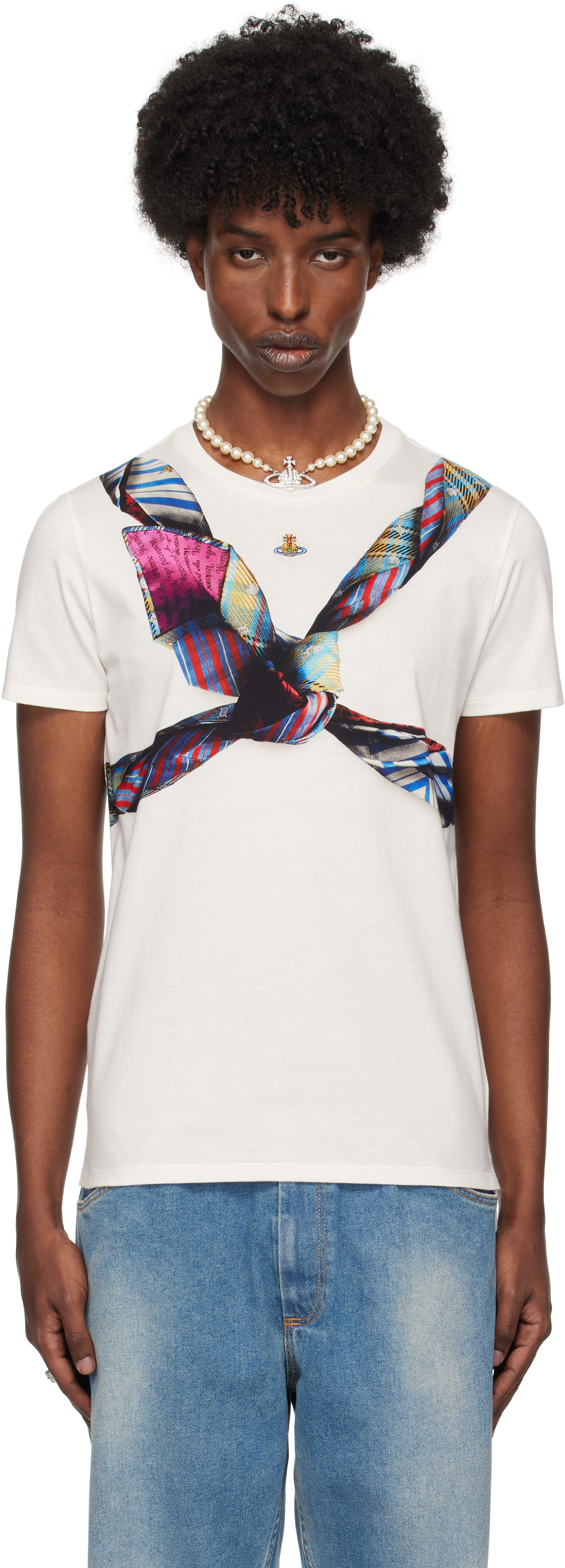 Shop Vivienne Westwood White Tie Bondage Peru T-shirt In Aw24-a407