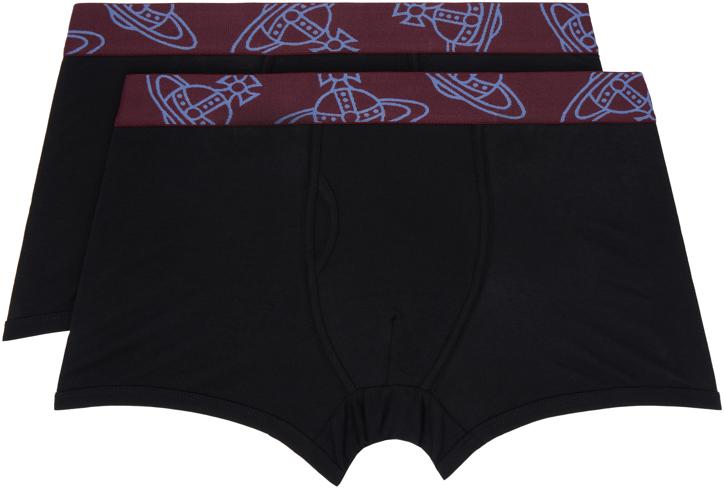 Shop Vivienne Westwood Two-pack Black & Burgundy Orb Boxer Briefs In Aw24-n401