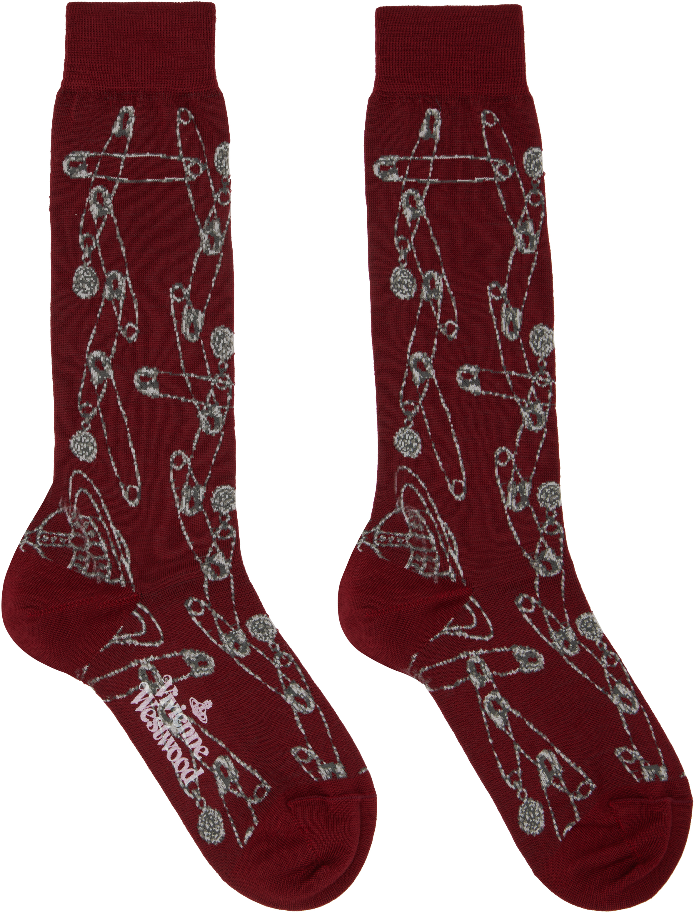 Burgundy Safety Pin Socks