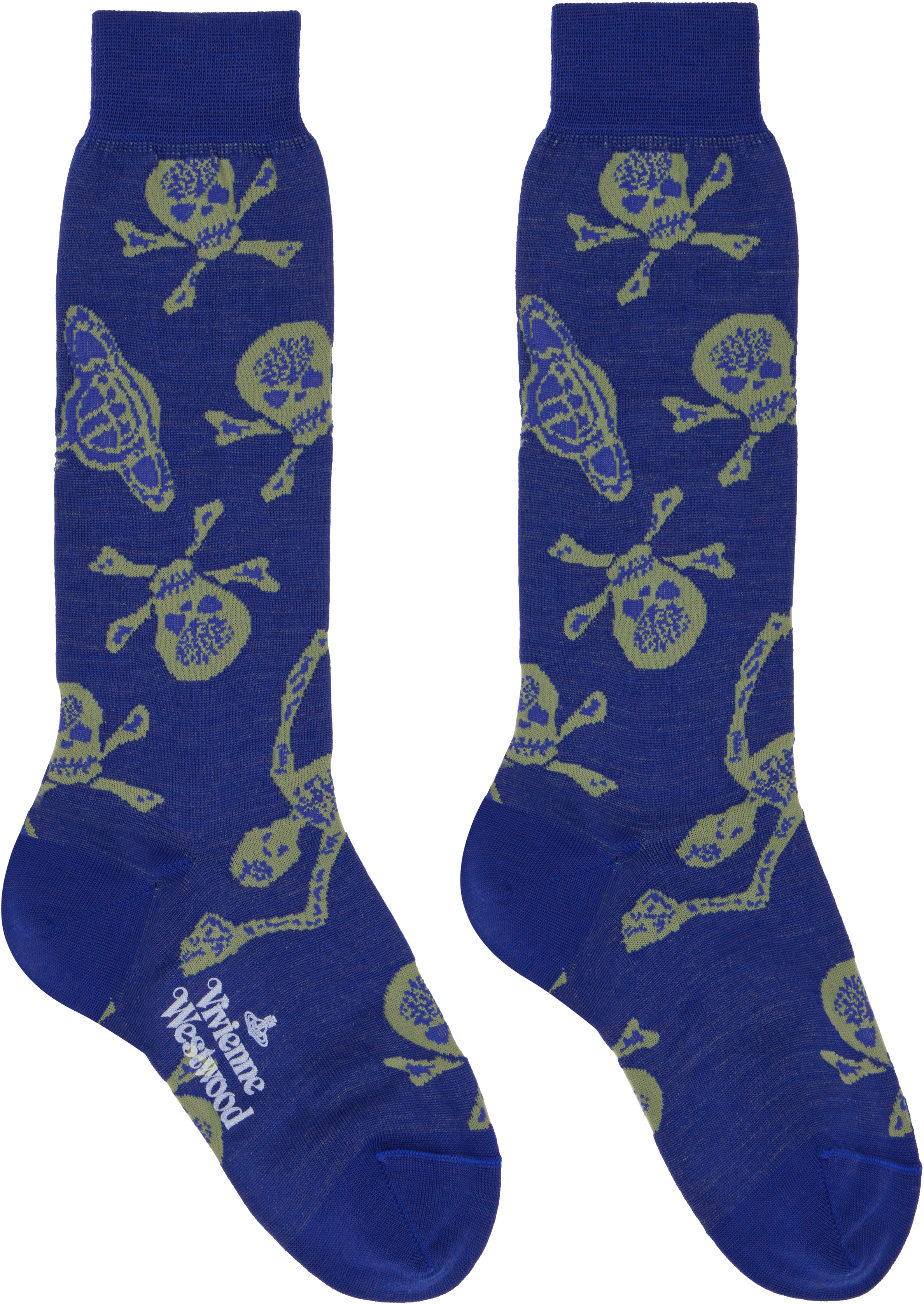 Shop Vivienne Westwood Blue Skull Socks In Aw24-k401