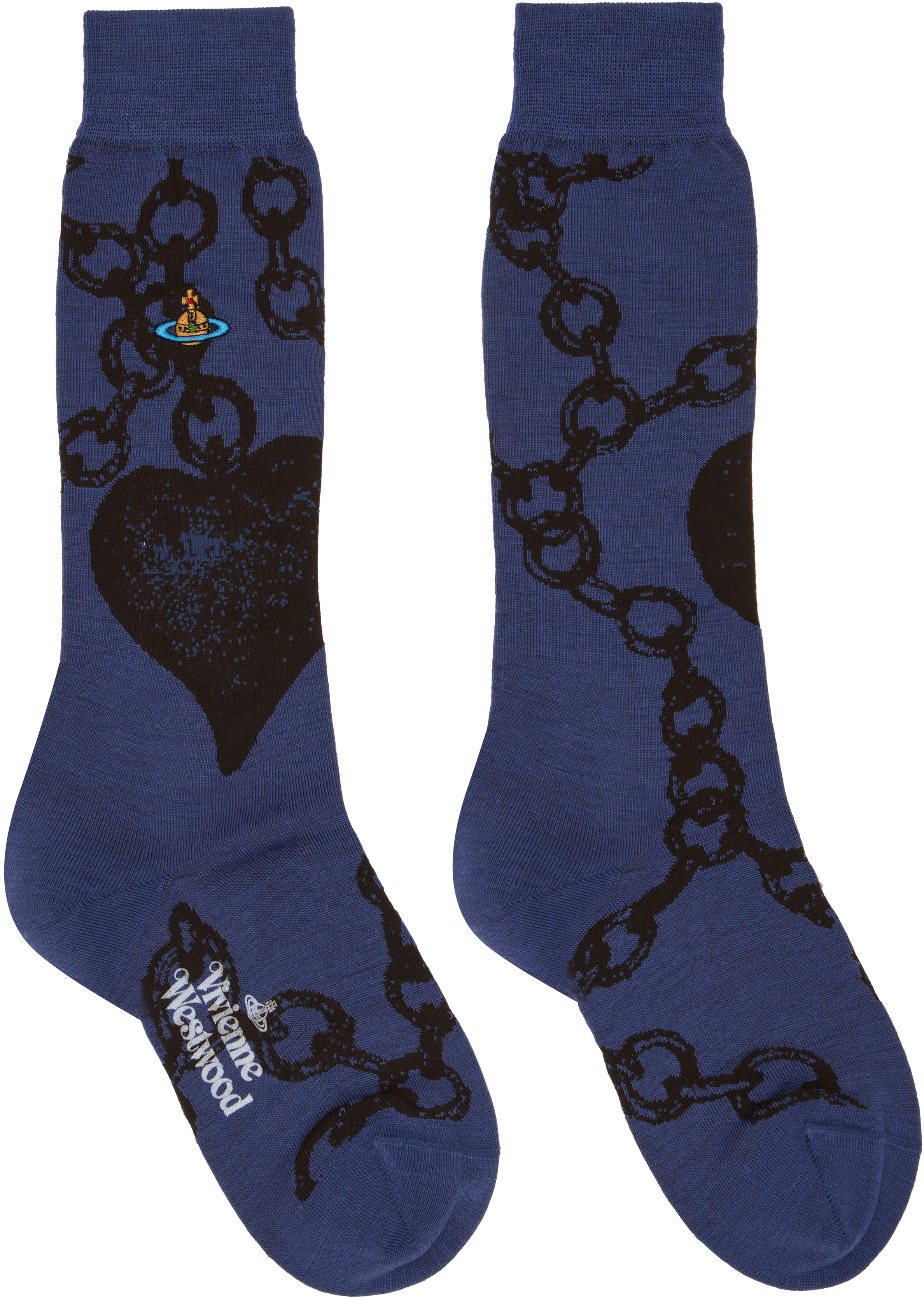 靴下・ソックス VIVIENNE WESTWOOD Men Socks Blue 81040001K000Y K401 Vivienne Westwoodアウトレット：ソックス メンズ - ブルー