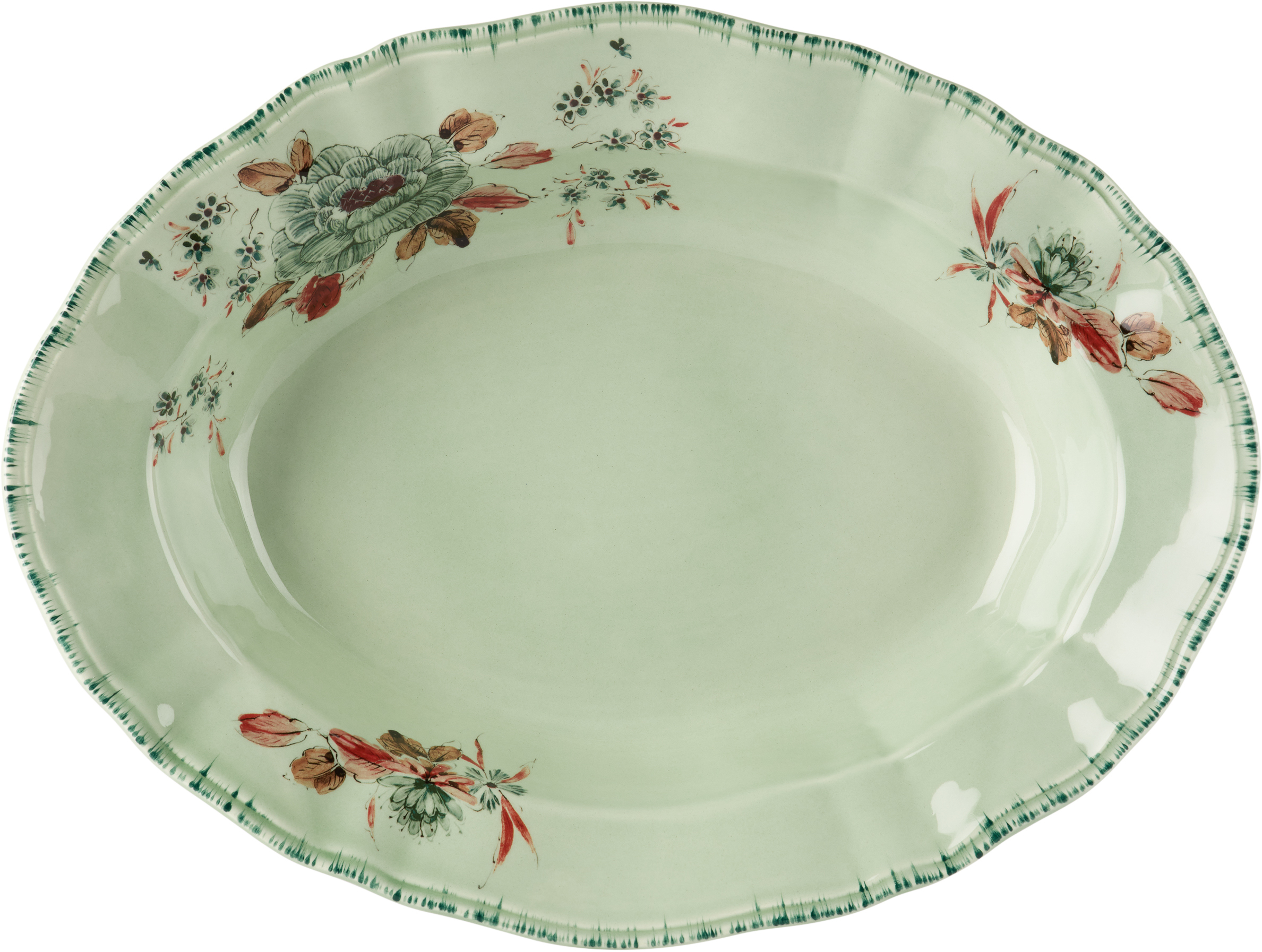 Laboratorio Paravicini Green Veranda Camelia Risottiera Serving Plate In Vernda Camlia Celadn