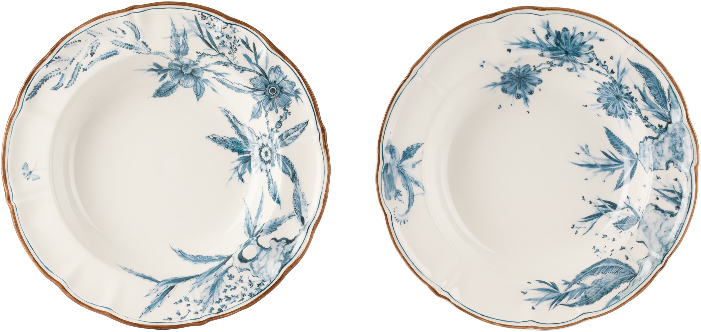 Laboratorio Paravicini White Rocaille Blue 01 Pasta & Soup Bowl Set In Rocaille Blue 01