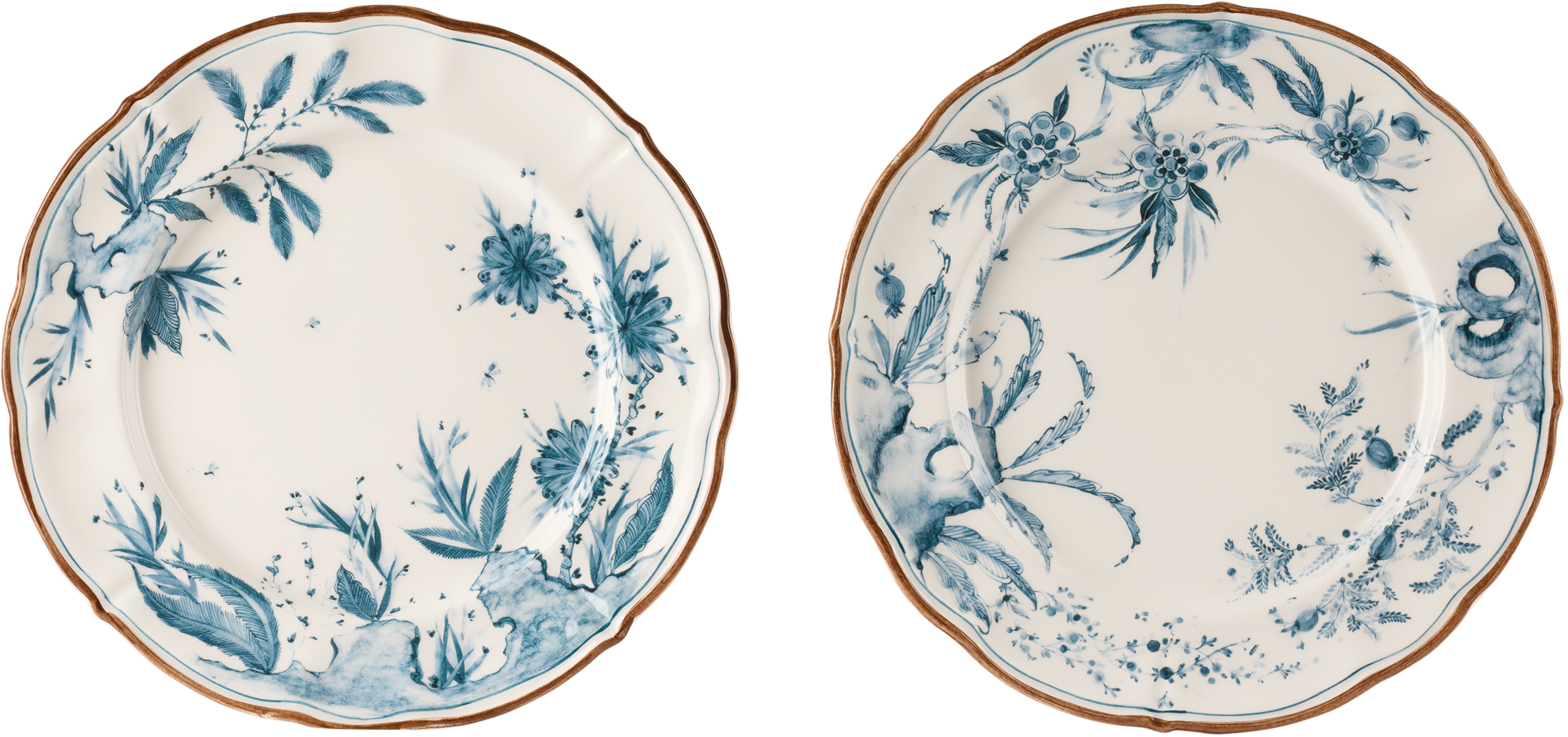 Laboratorio Paravicini White Rocaille Blue 01 Dessert Plate Set In Rocaille Blue 01