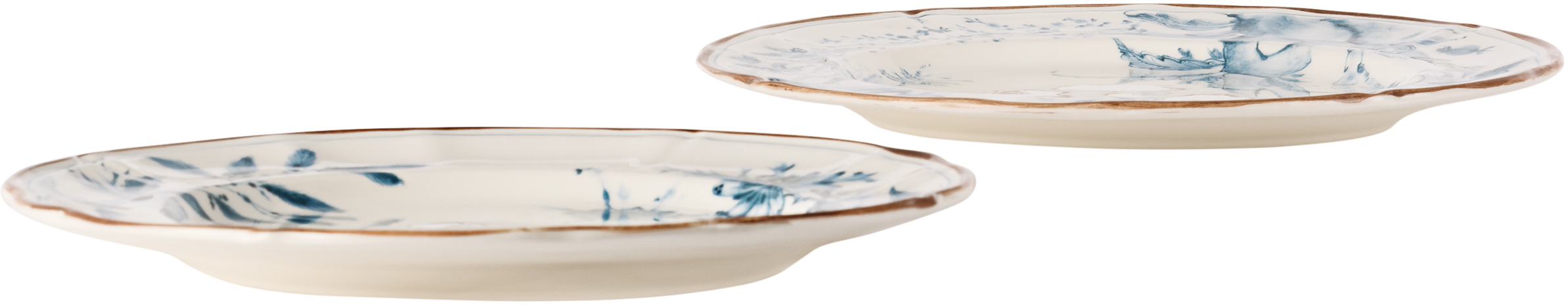 Laboratorio Paravicini White Rocaille Blue 01 Dessert Plate Set In Rocaille Blue 01