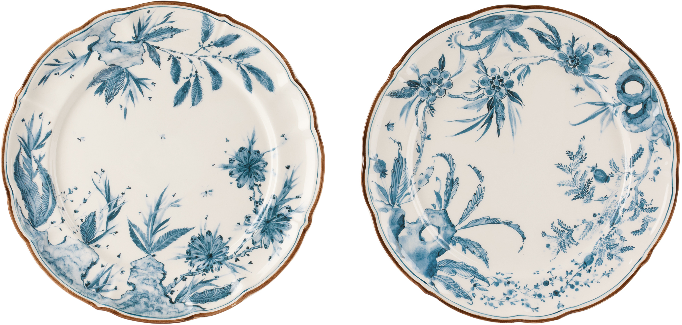 Laboratorio Paravicini White Rocaille Blue 01 Dinner Plate Set In Rocaille Blue 01