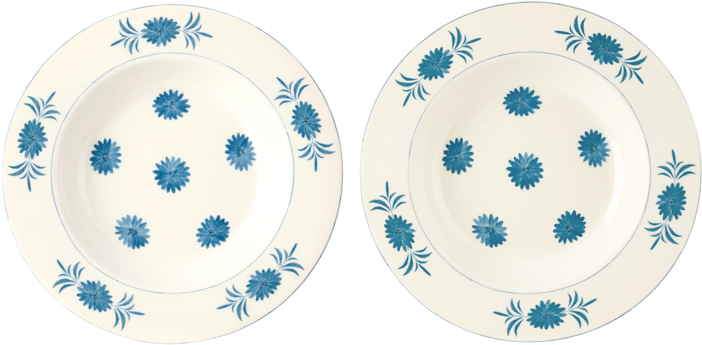 Laboratorio Paravicini Ssense Exclusive White Daisy Bowl Set In Daisy Blue/brown