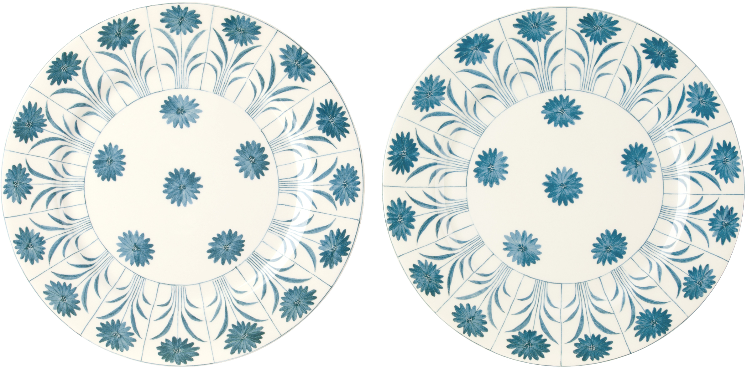 Laboratorio Paravicini Ssense Exclusive White Daisy Dinner Plate Set In Daisy Blue/brown