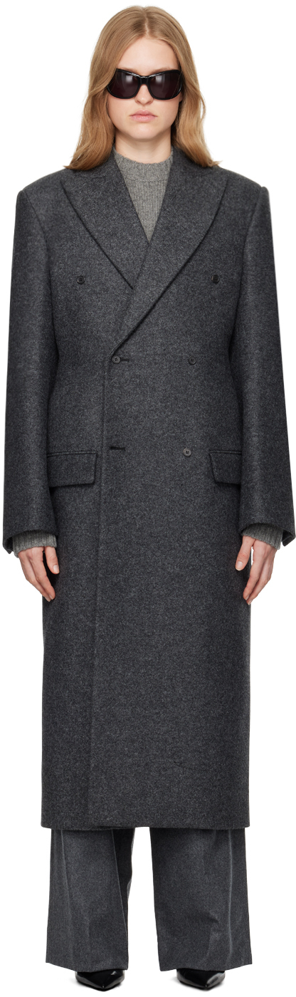 Shop Carven Gray Tailored Coat In Storm