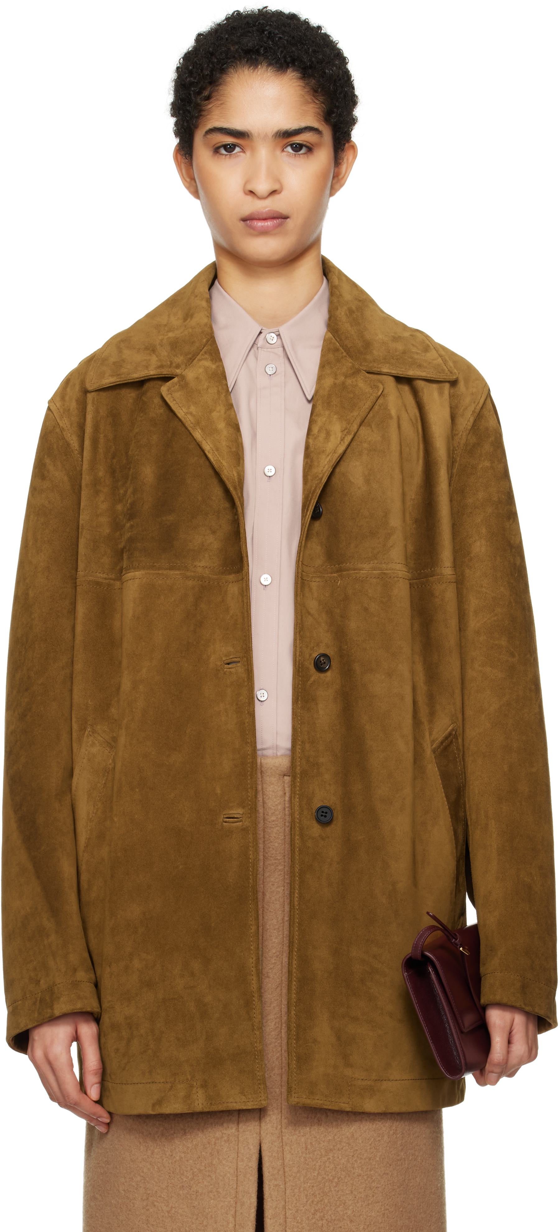 Tan Short Split Suede Coat