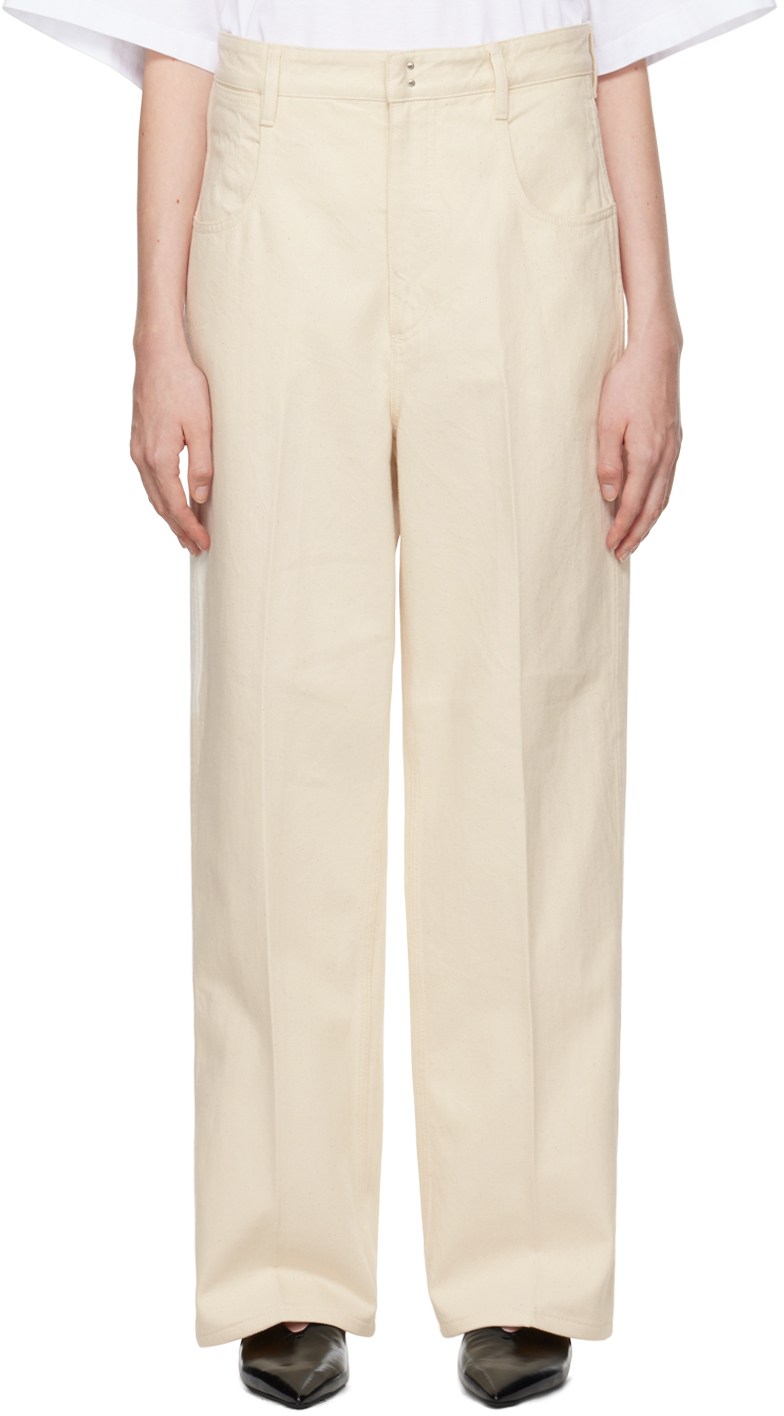 Shop Carven Off-white 5-pocket Trousers In Cream