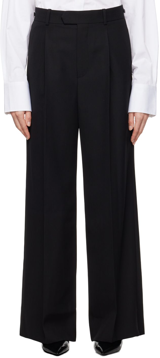 Shop Carven Black Straight Leg Trousers