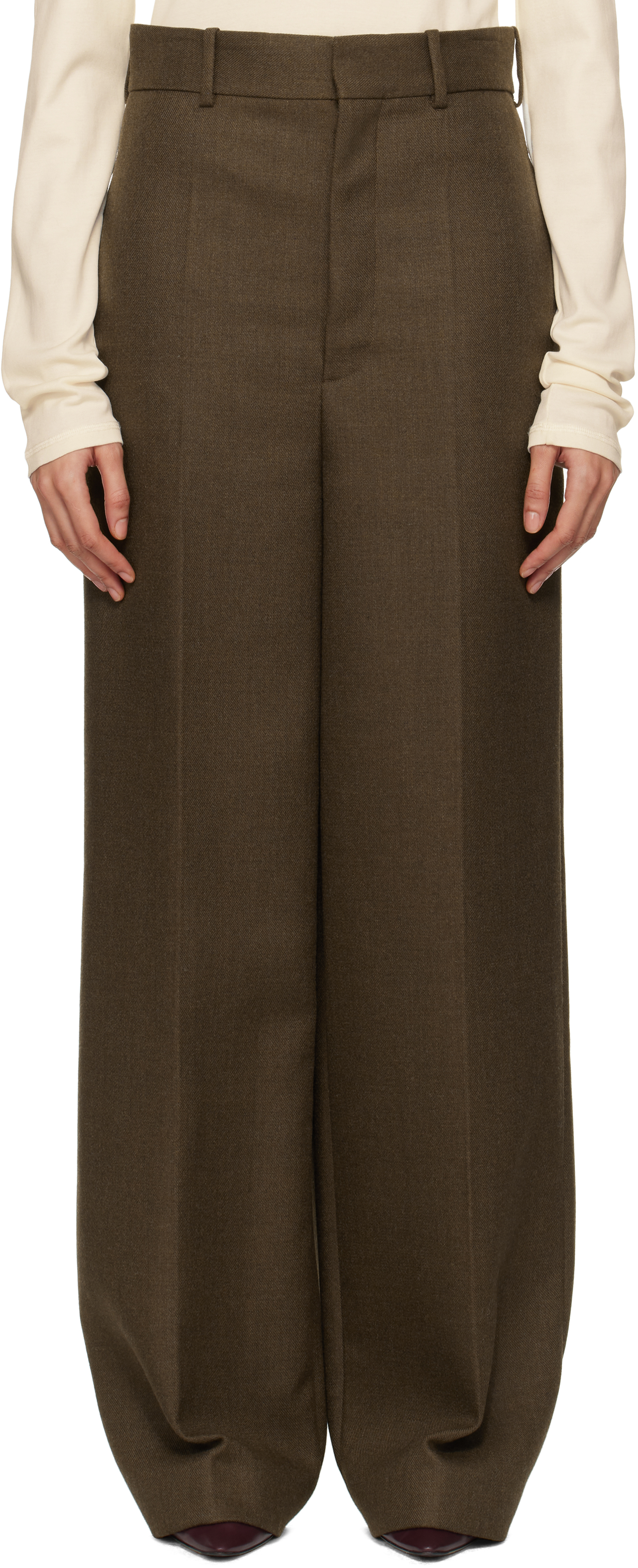 Brown Double Worsted Wool Trousers