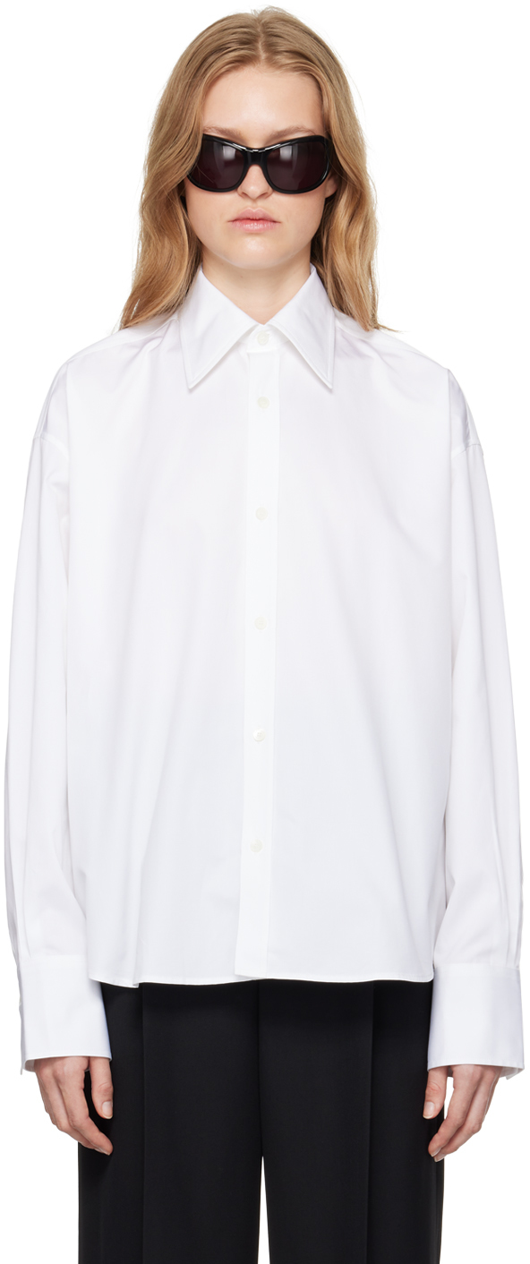 Shop Carven White Matt Poplin Shirt