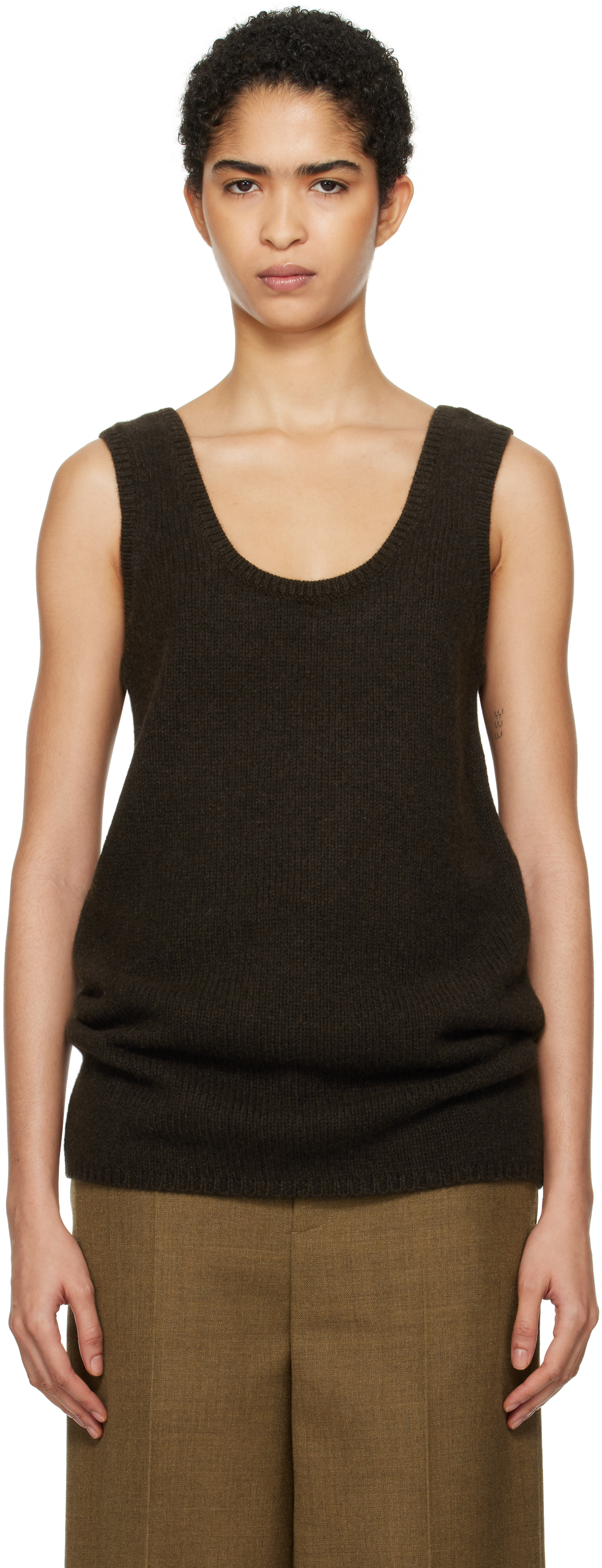 Brown Knit Tank Top