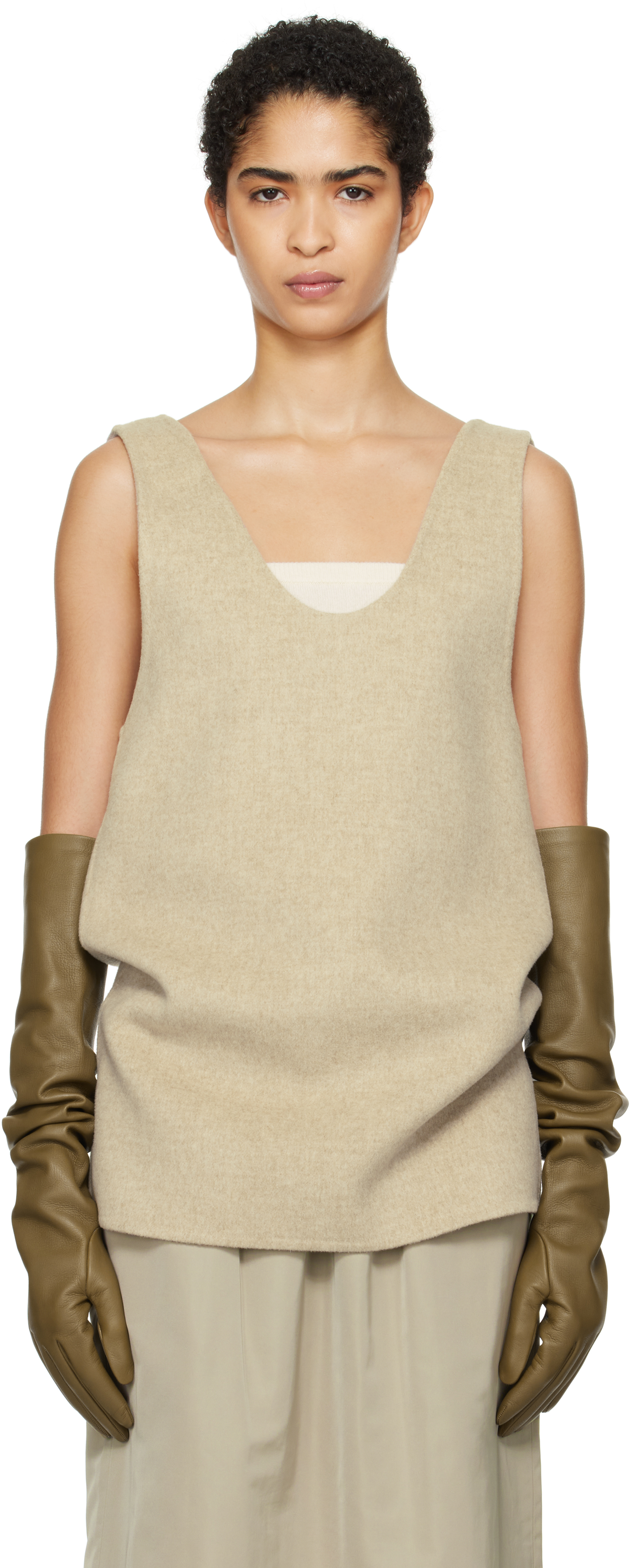 Beige Vest Tank Top