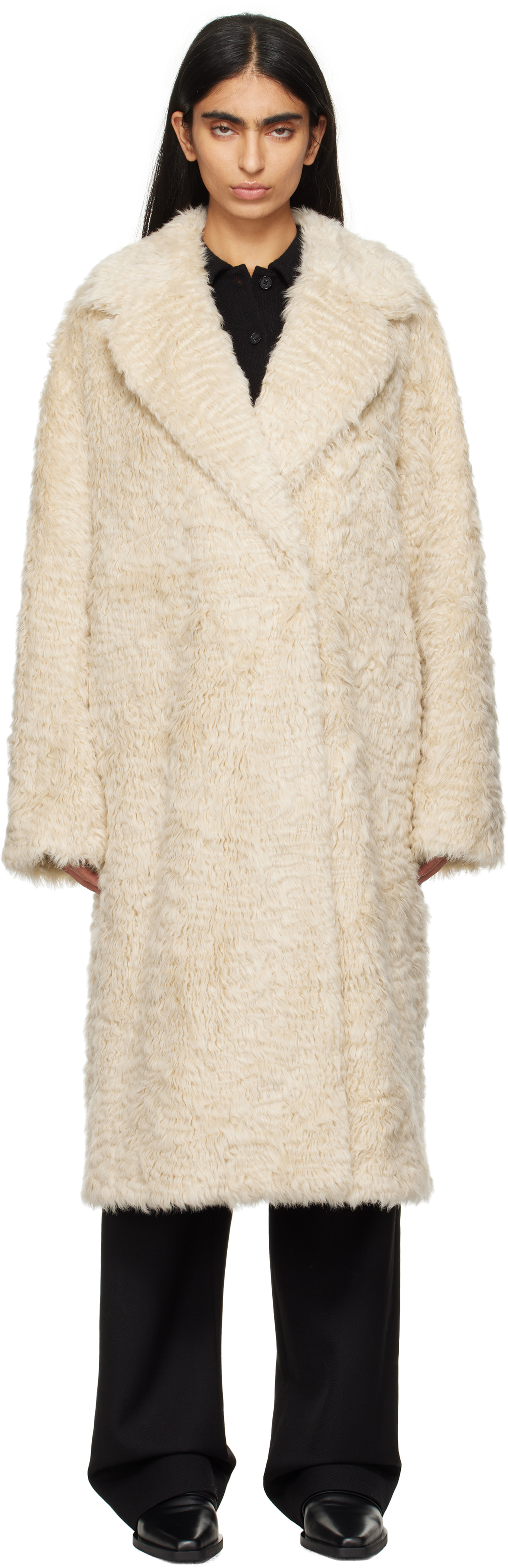 Shop Stand Studio Off-white Nicole Faux-fur Coat In 30110 Cream