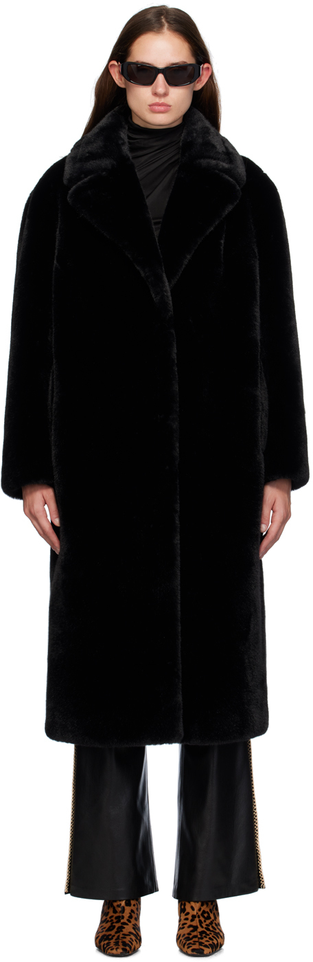 Shop Stand Studio Black Maria Faux-fur Coat In 89900 Black