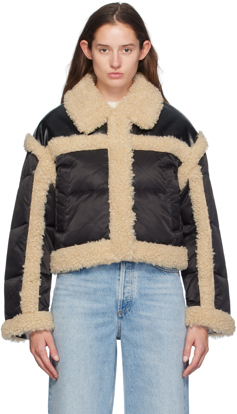 Black Mary Faux-Shearling Down Jacket