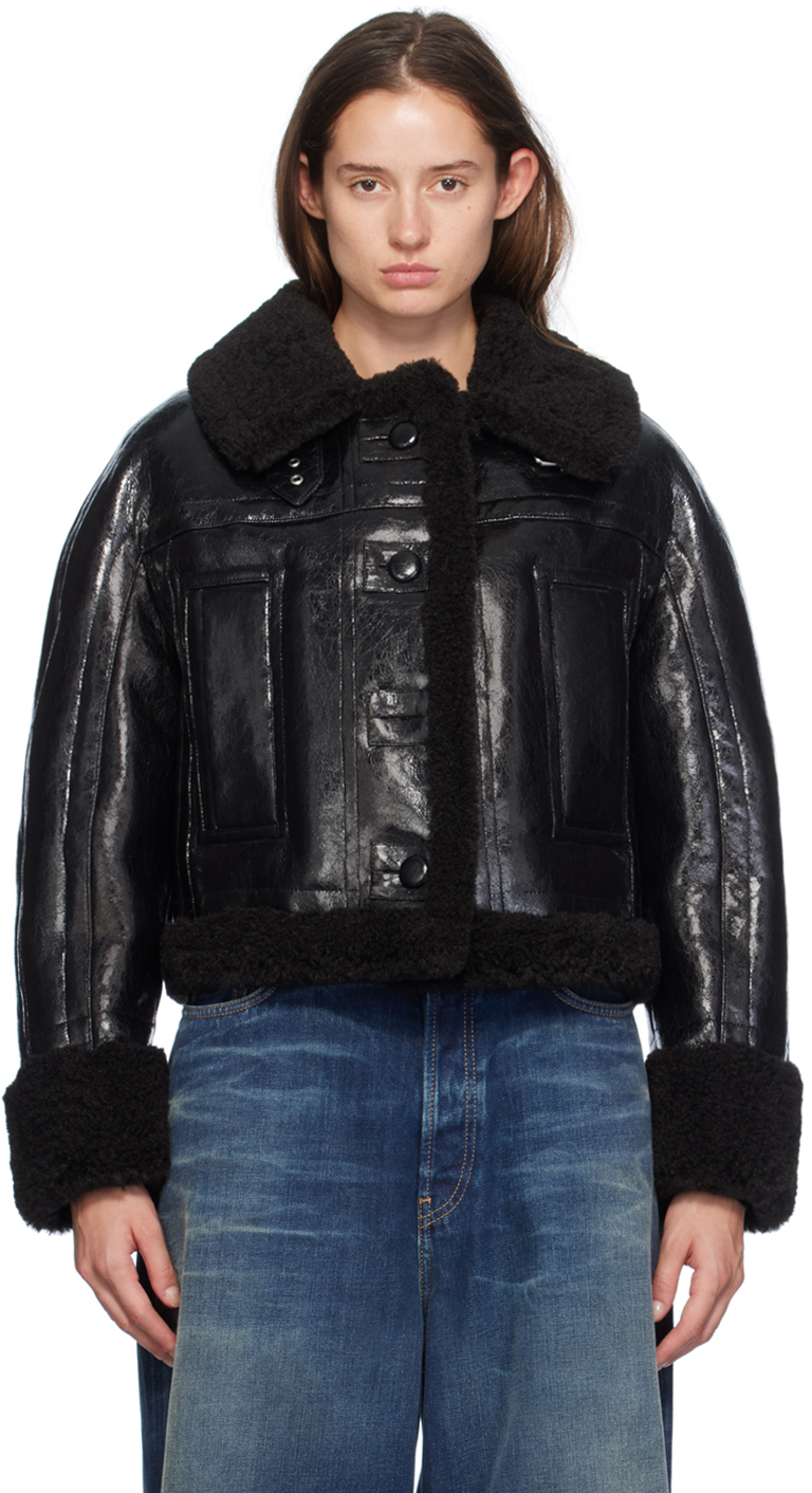 STAND STUDIO BLACK ABY FAUX-LEATHER JACKET 