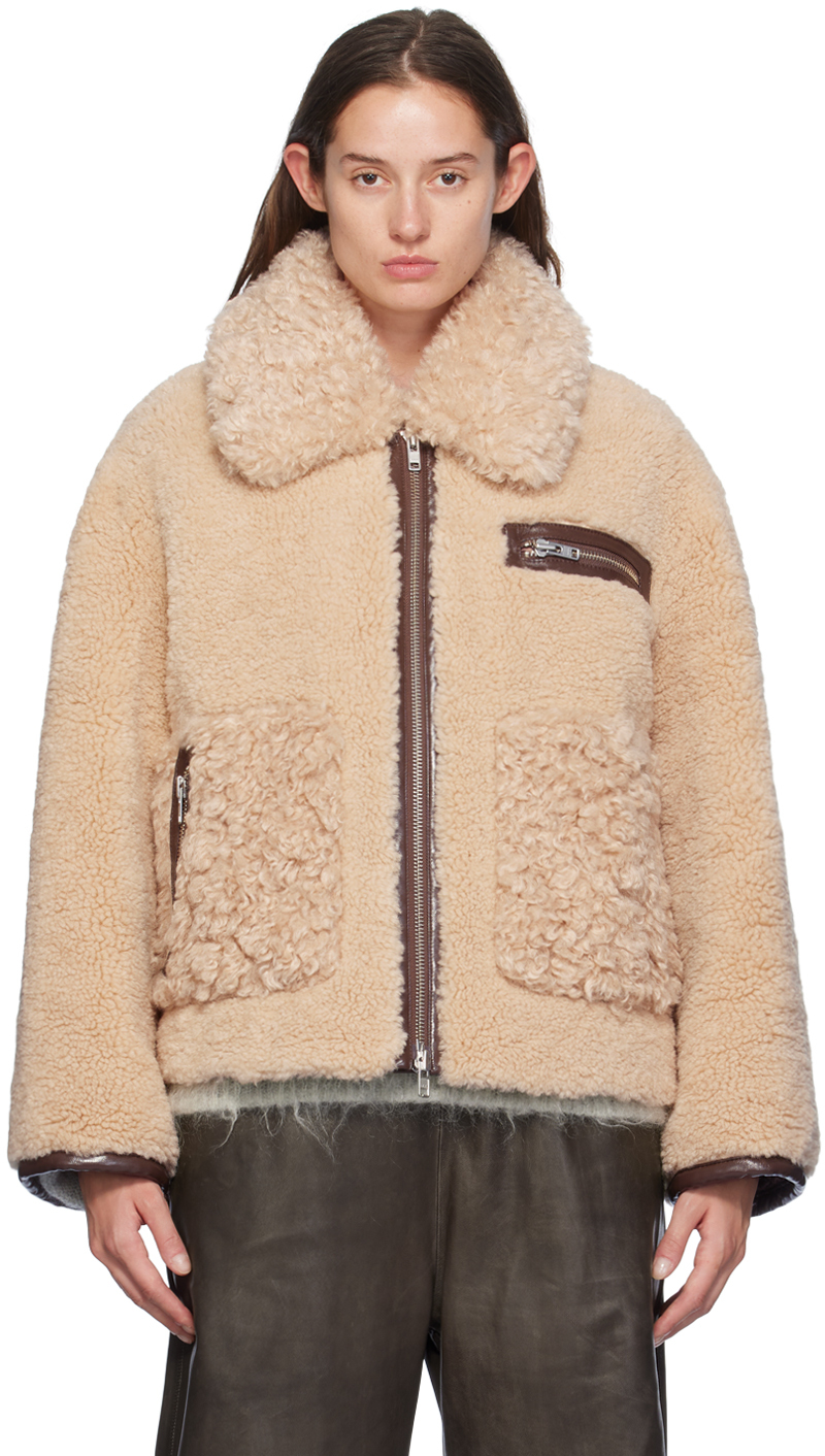 Shop Stand Studio Beige Joann Faux-shearling Jacket In 10210 Natural Beige