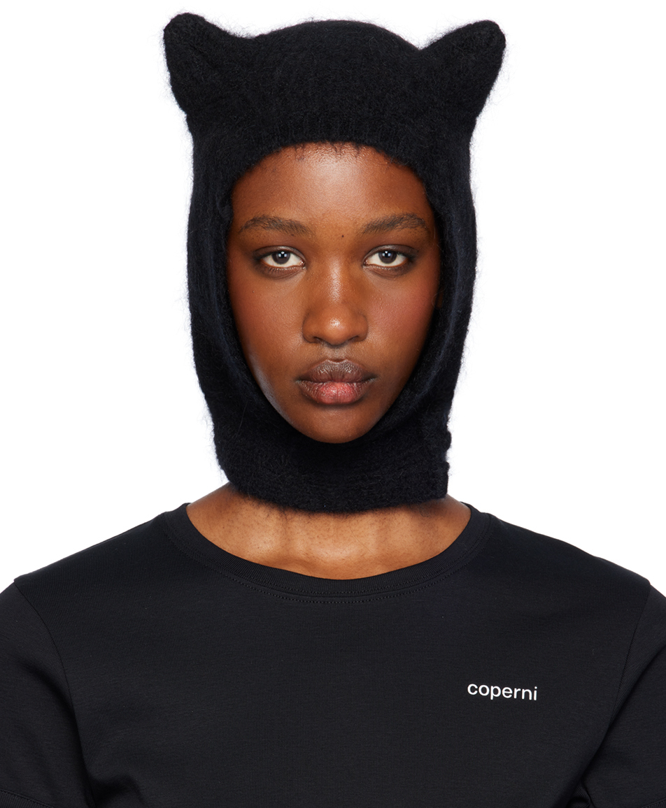 Coperni Black Knitted Horn Beanie