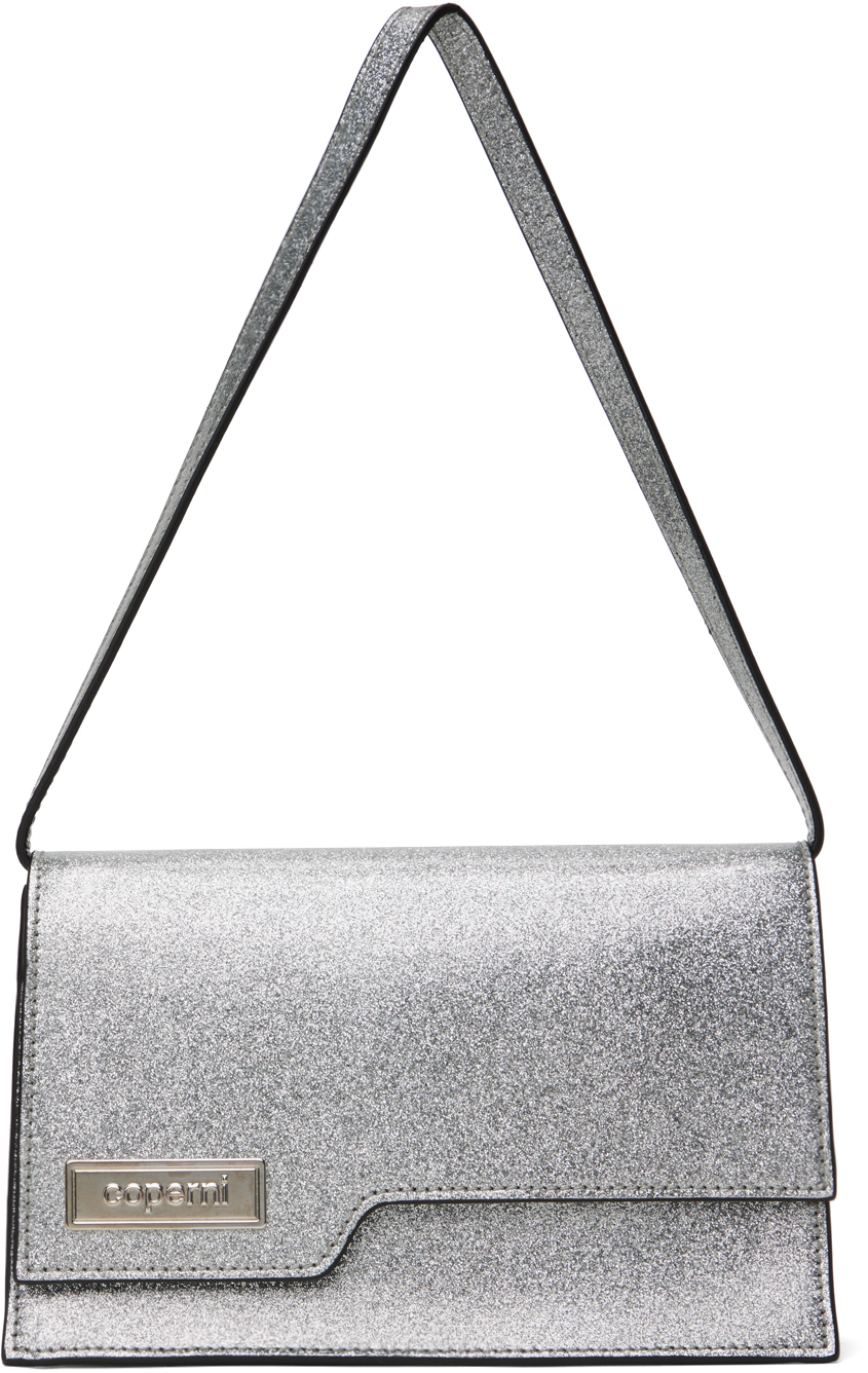 Shop Coperni Silver Glitter Mini Folder Bag