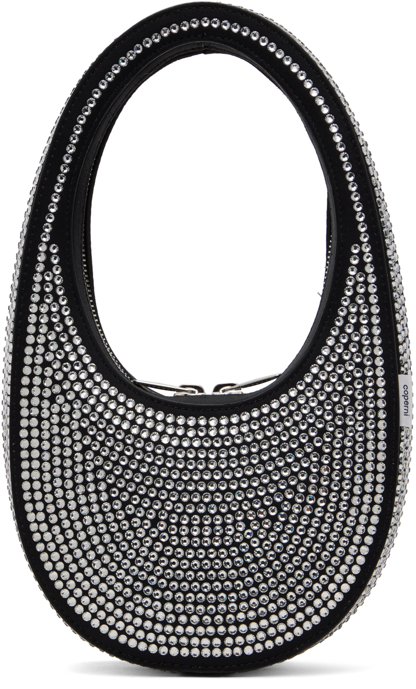 Black Crystal Embellished Mini Swipe Bag