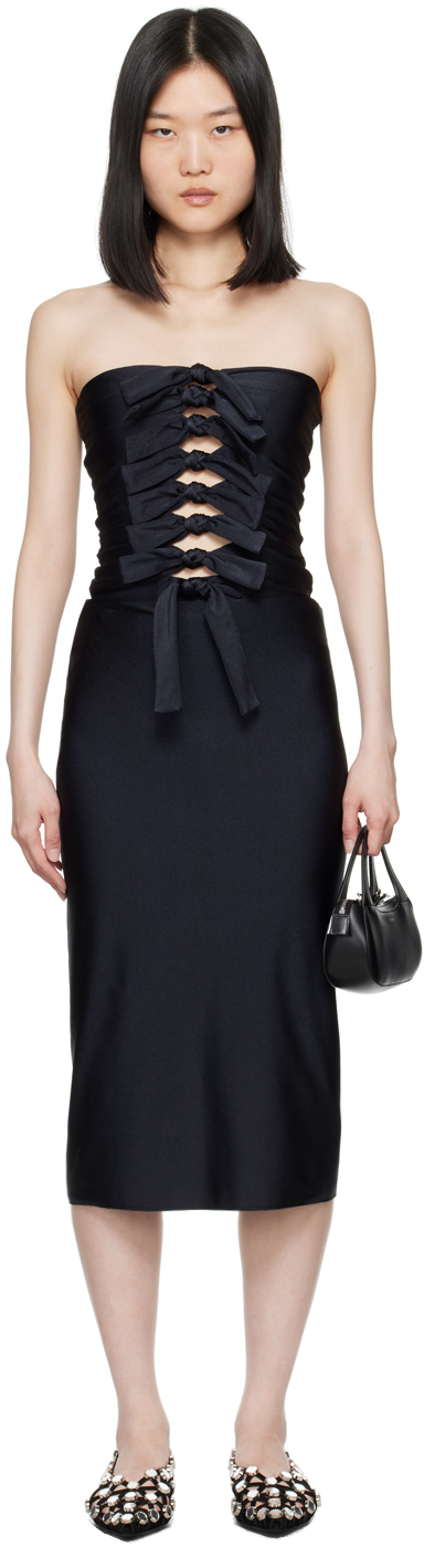 Shop Coperni Black Knot Gala Midi Dress