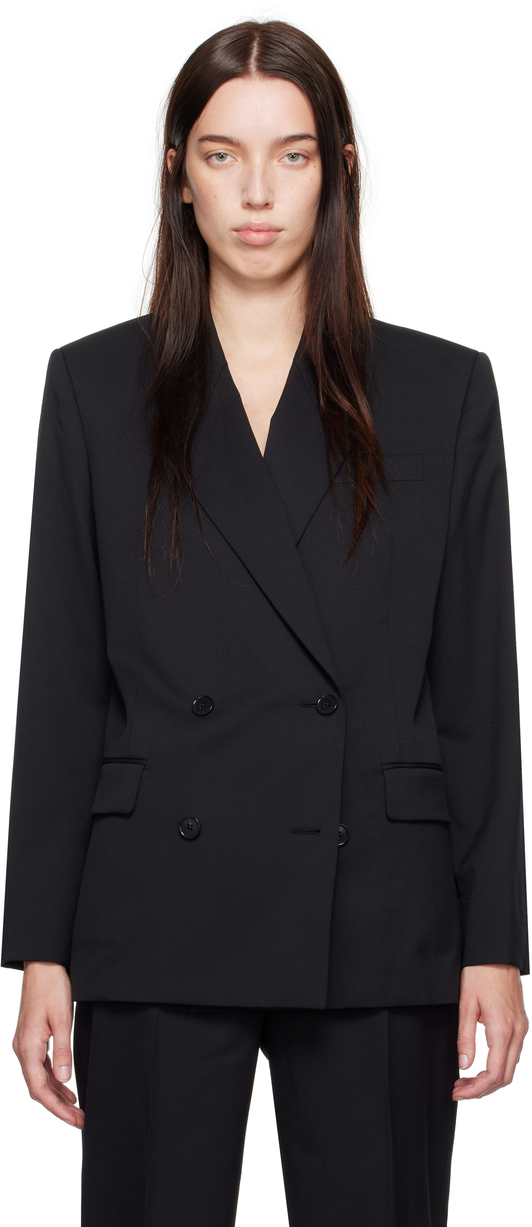 Black Halo Wool Double-Breasted Blazer