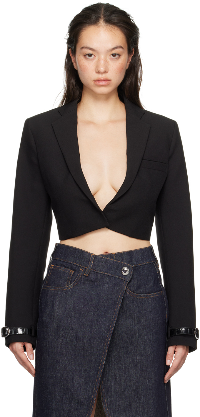 Shop Coperni Black Cropped Tailored Blazer