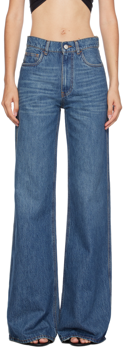 Shop Coperni Blue Wide Leg Jeans In Blue Vintage