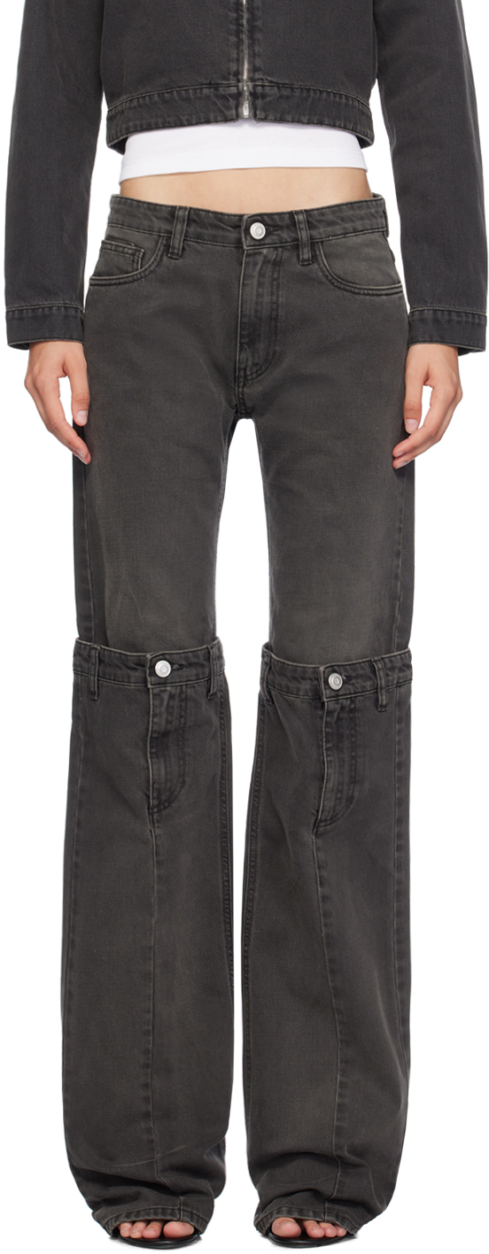 Gray Open Knee Jeans