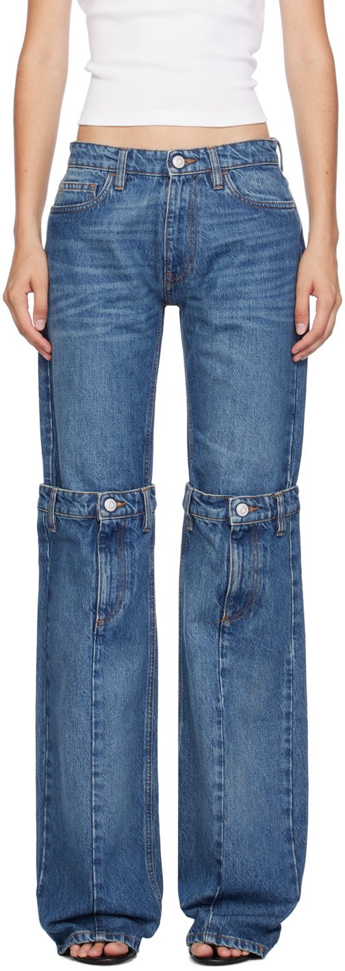 Shop Coperni Blue Open Knee Jeans