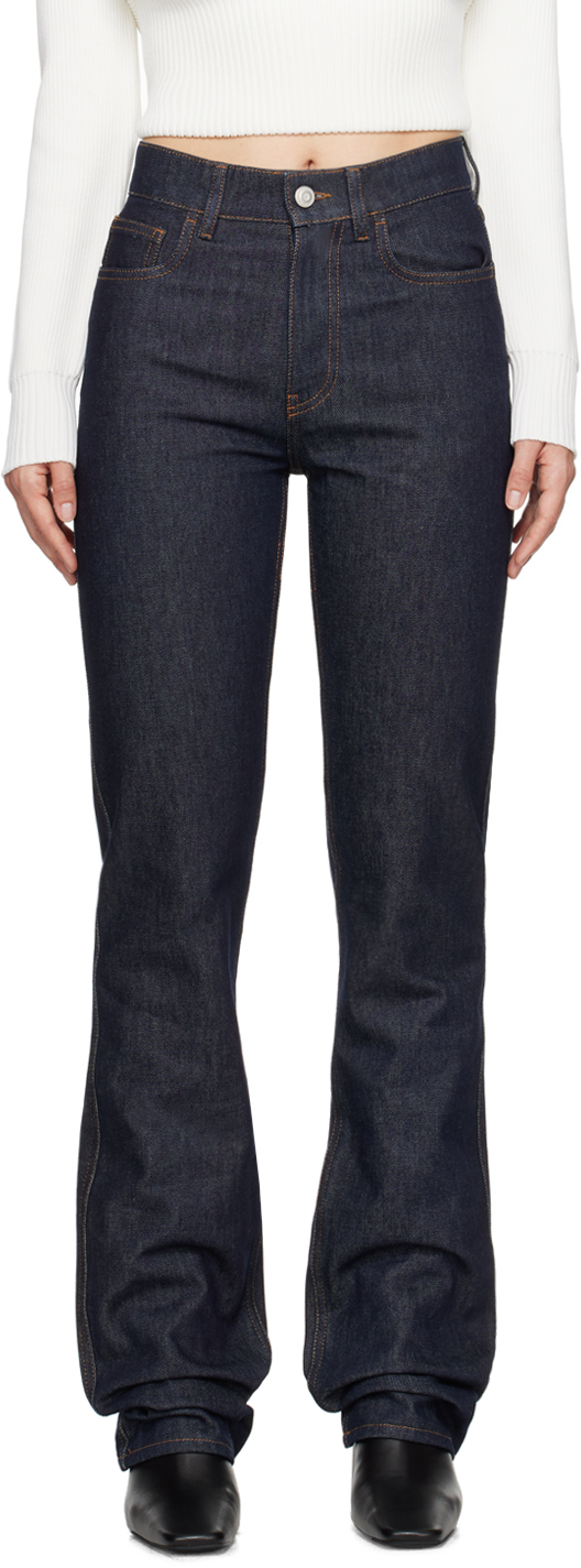 Shop Coperni Blue Straight Leg Denim Jeans In Blue Raw