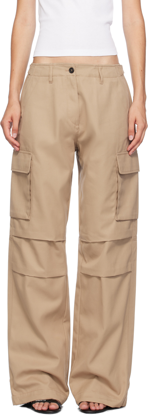 Shop Coperni Beige Tailored Wide Leg Cargo Pants