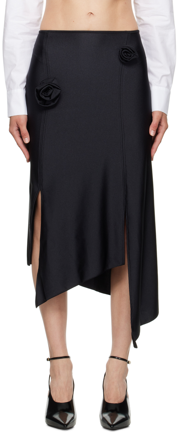 Shop Coperni Black Flower Midi Skirt