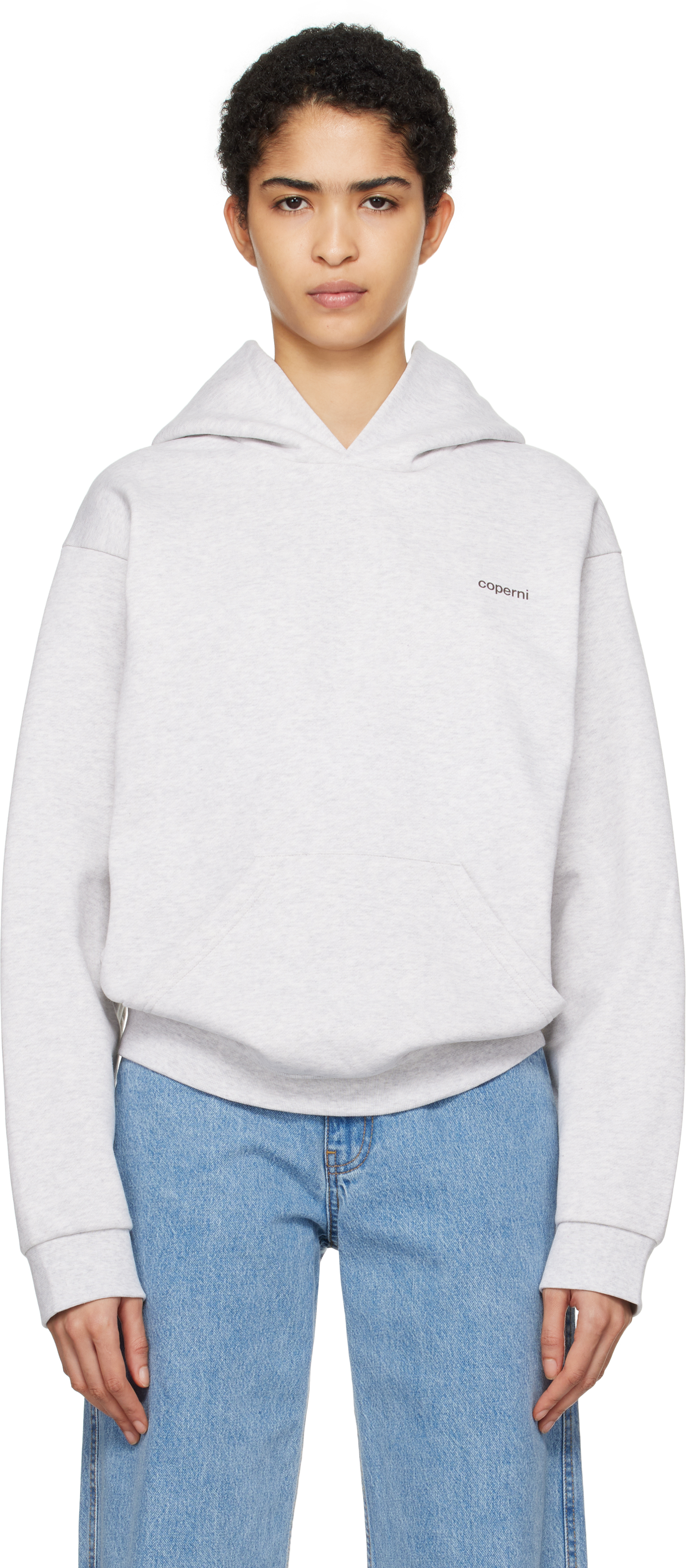 Shop Coperni Gray Horn Hoodie In Grey Melange