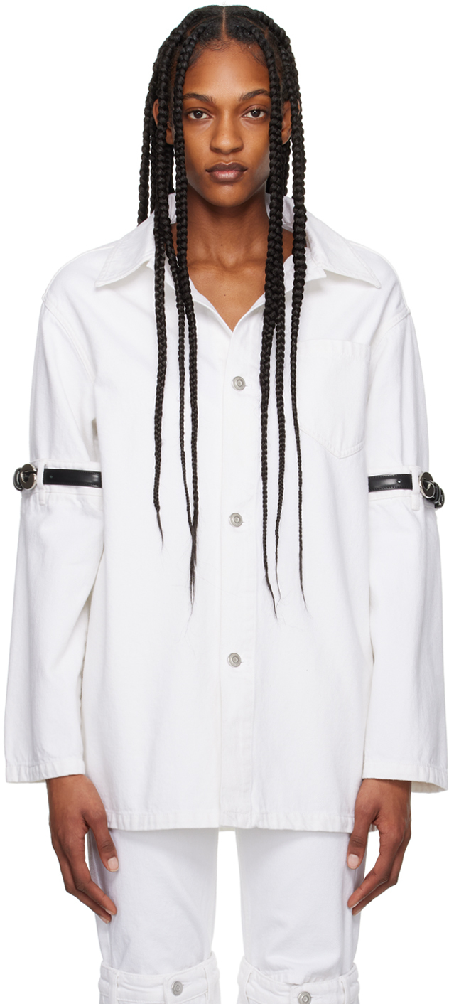 【関税込み】Coperni ホワイト Hybrid デニムシャツ Coperniのホワイト Hybrid デニムシャツがセール中