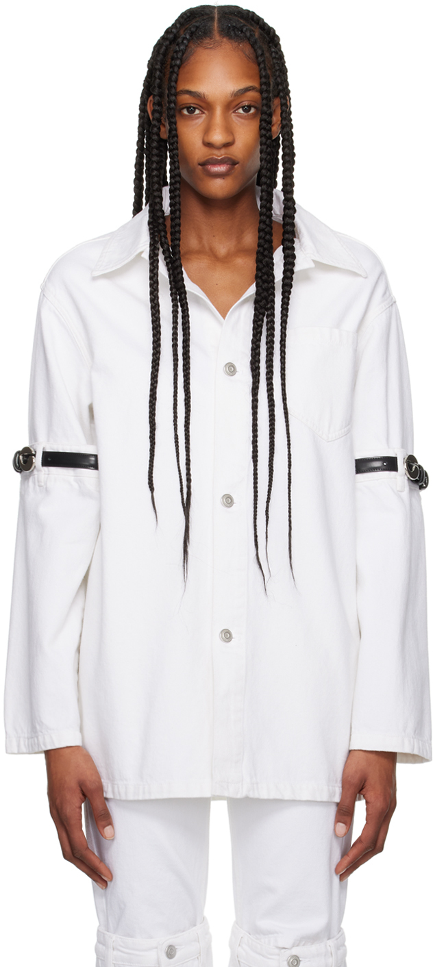 Shop Coperni White Hybrid Denim Shirt