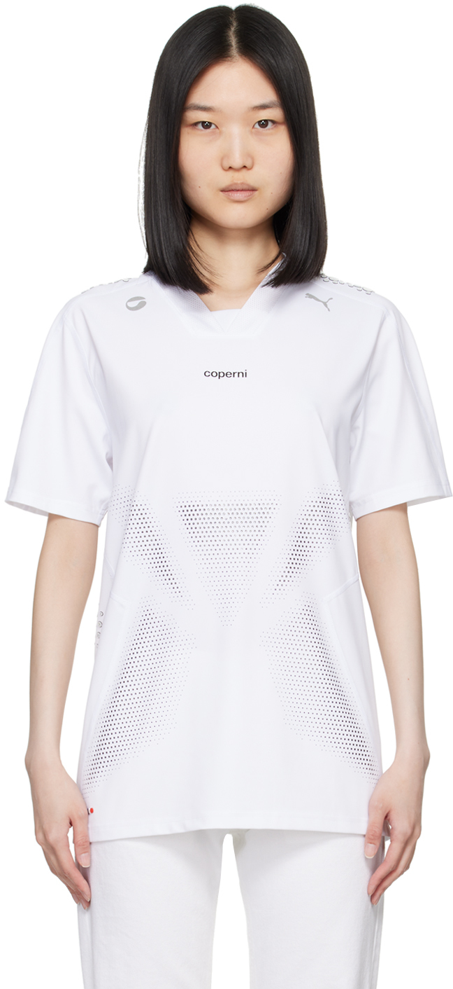 Shop Coperni White Puma Edition Football Jersey T-shirt In Puwhte Puma White