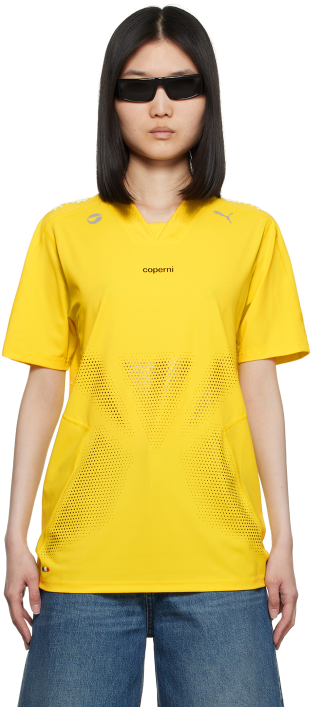 Shop Coperni Yellow Puma Edition Football Jersey T-shirt In Couyel Court Yellow