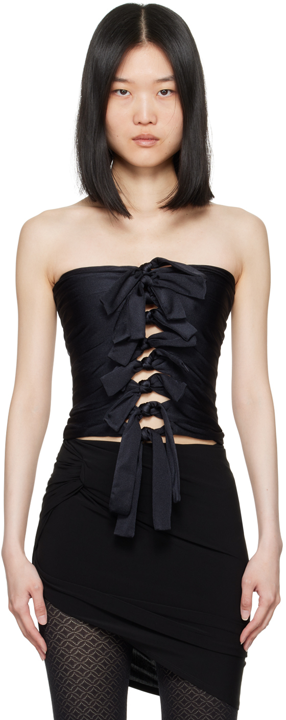 Shop Coperni Black Knotted Gala Tube Top