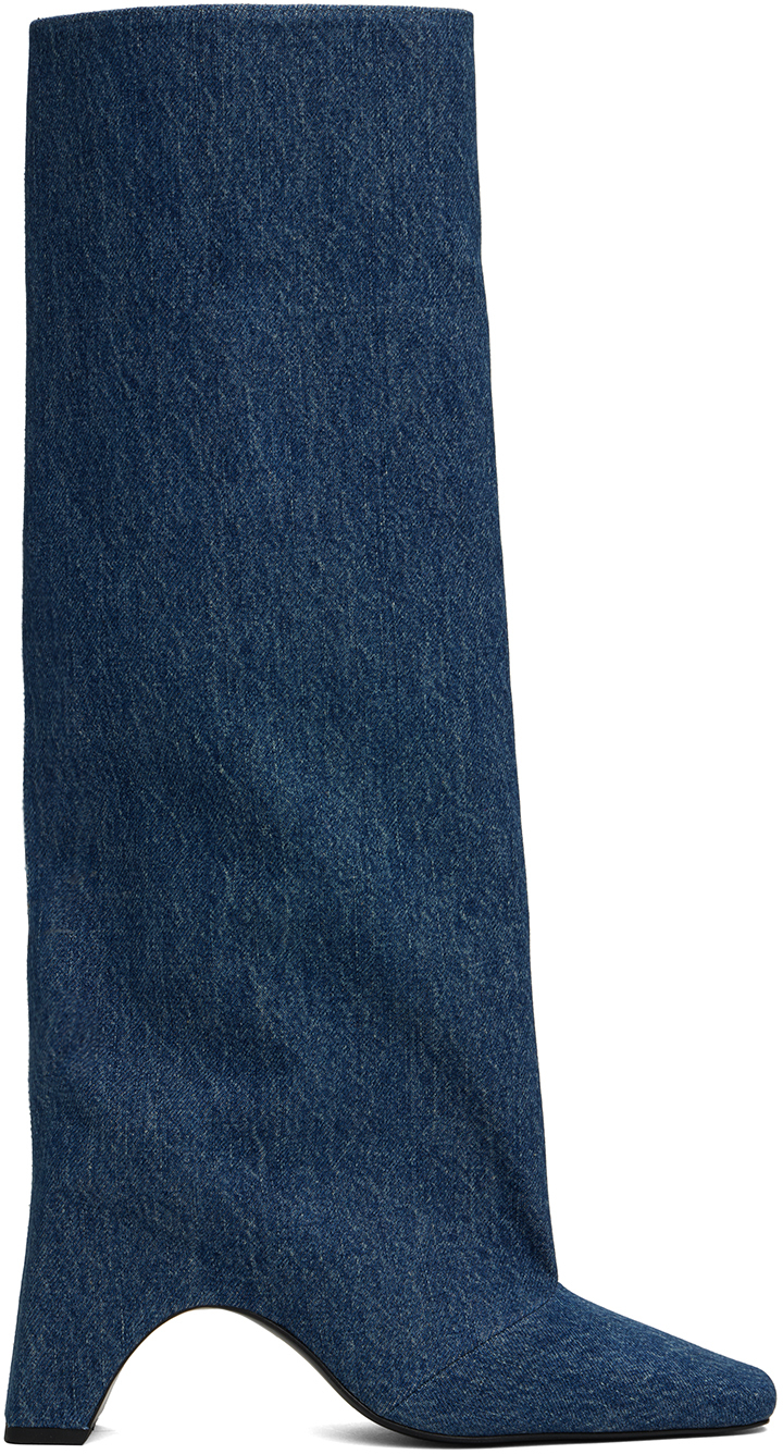 【関税込み】Coperni ブルー Bridge デニム ロングブーツ Blue Denim Bridge Tall Boots by Coperni on Sale